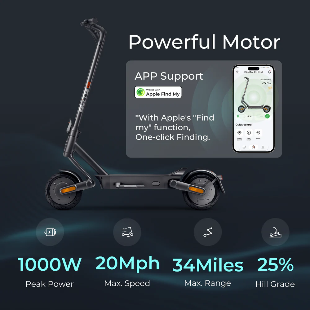 Ewheelers Elite Max 1000W Electric Scooter – Long Range, High Power Urban Ride